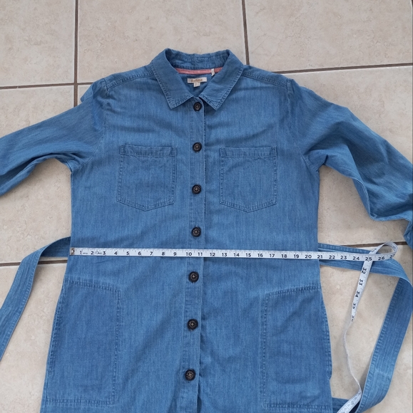 Barbour Tynemouth Denim Utility Shirt Midi Dress In Authentic Wash 10 - Picture 13 of 16